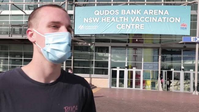 Owen Hainsworth after getting his first Pfizer dose. Picture: Western Sydney Local Health District