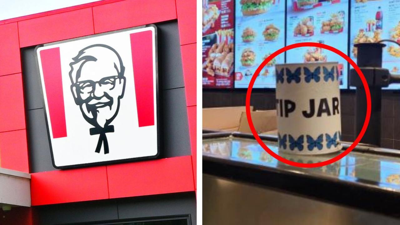 Debate erupts after a Sydney KFC puts out a tip jar