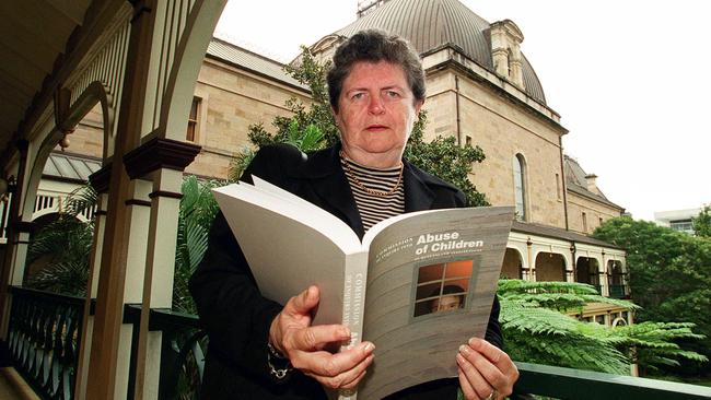 Leneen Forde outside Parliament House with her report in 1999. Picture: Bruce Long