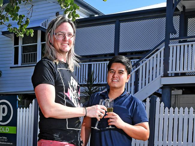 Brisbane's fastest selling suburbs. Anthony Petersen and Franklin Abao sold their house in one of Brisbane's top five suburbs. Monday May 04, 2020. (Photo, John Gass)