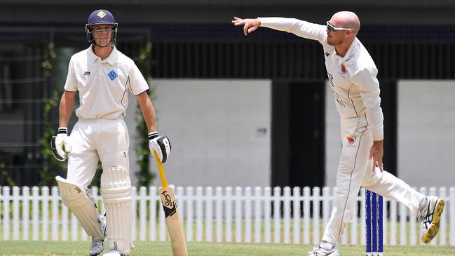 Sunny Coast bowler Mitchell Cook Cricket action between Norths V Sunny Coast Saturday December 17, 2022. Picture: John Gass