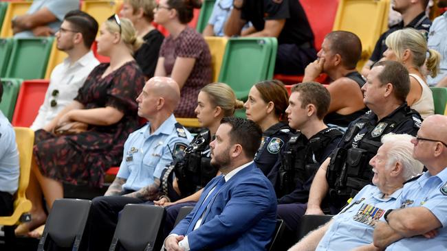 Police memorial serive fro Constable Rachel McCrow and Constable Matthew Arnold at the Townsville Stadium. Picture: Evan Morgan