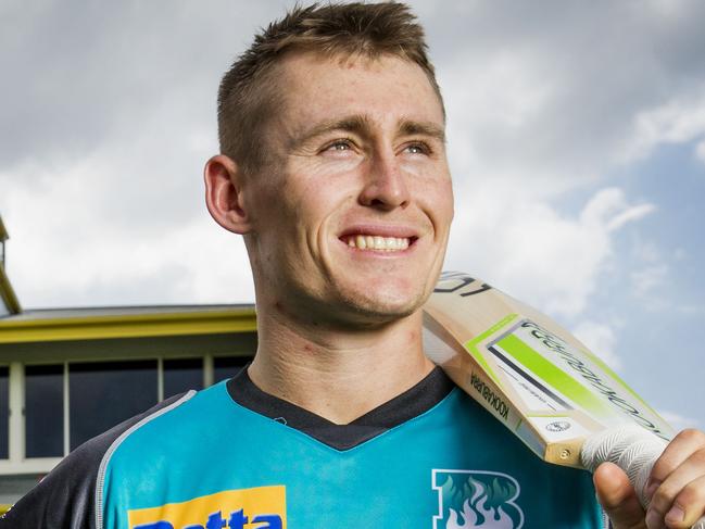 Brisbane Heat Batsman Marnus Labuschagne at Allan Border Field, who has just re-signed for 3 years. Photo Lachie Millard