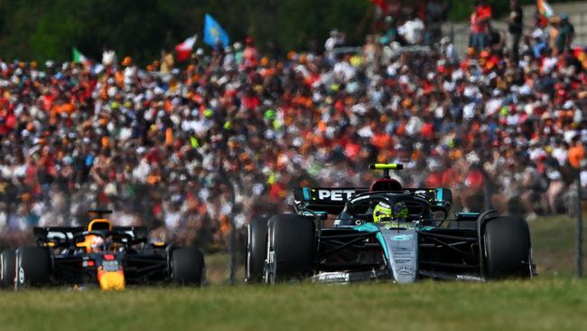 Hamilton and Verstappen collided, not for the first time in their careers. (Photo by Rudy Carezzevoli/Getty Images)