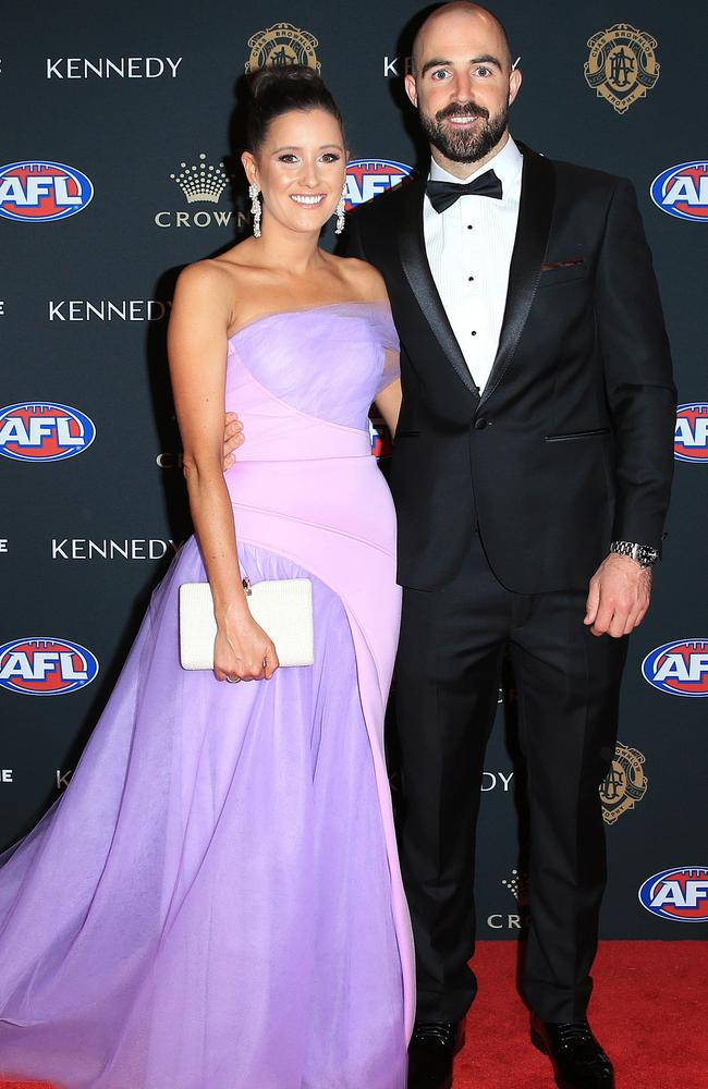 Collingwood's Steele Sidebottom and Alisha Edwards. Picture: Mark Stewart.