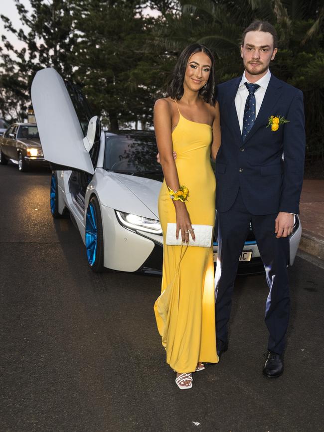 Shayla Saal and Connor Jewell at Centenary Heights State High School formal at Picnic Point, Friday, November 20, 2020. Picture: Kevin Farmer