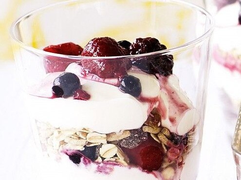 Yoghurt and muesli parfaits.