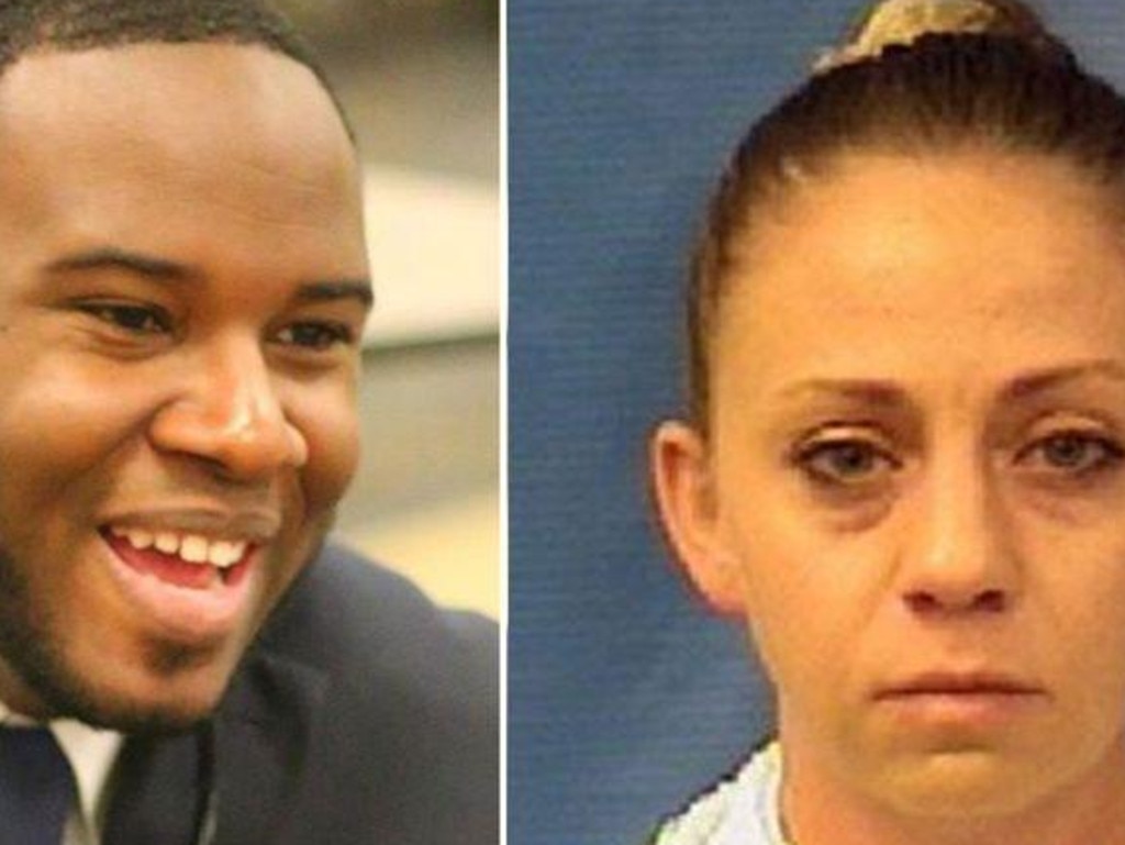 Guyger (right) shot Botham Jean (left) while off duty in Dallas. She entered his home, supposedly believing it was her own, fatally shooting him as he ate ice cream. Pic: AP