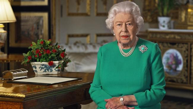 The Queen records her 2020 address to the UK and the Commonwealth in relation to the coronavirus epidemic. Picture: AFP