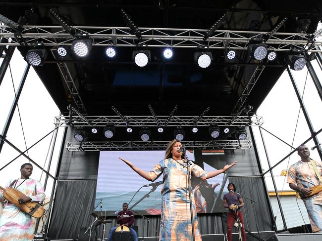 Bassekou Kouyate and Ngoni Ba perform during the Mofo Block Party at Inveresk. PICTURE CHRIS KIDD