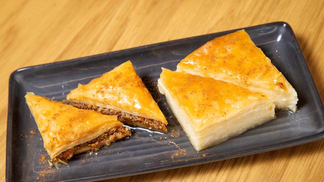 The baklava (left) is bought-in from Thornbury’s Taki Pastry Lab. Picture: Mark Stewart