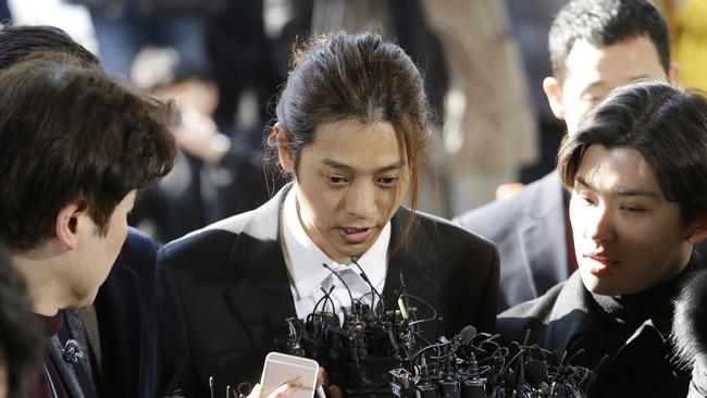 K-pop singer Jung Joon-young, sentenced to six years jail for illict sexual relations with a woman. Picture: AP Photo/Ahn Young-joon.