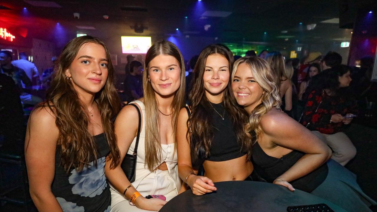 Tatum Hunt, Sophie Willmot, Chelsea Carthy, and Helena Moore at Cocktails Nightclub. Picture: Kitt O'Halloran