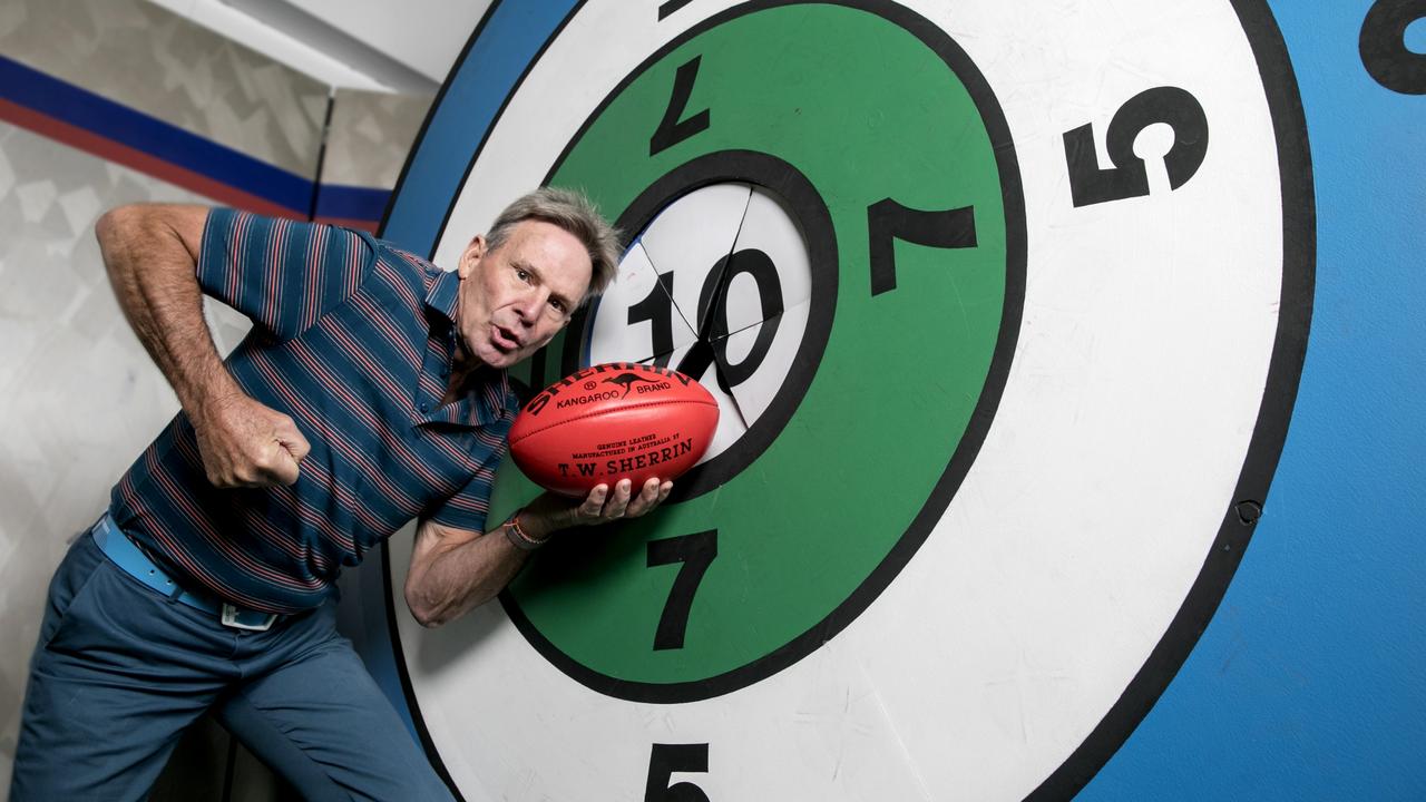 Sam Newman with Lou's Wheel on the Sunday Footy Show Picture: Supplied/Channel 9