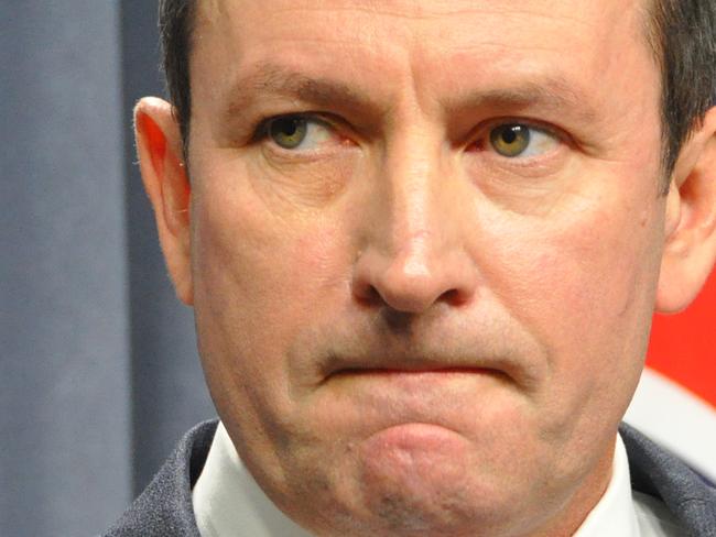 WA Premier Mark McGowan speaks during a press conference in Perth, WA on Friday, April 28, 2017. WA's new Labor government is slashing the number of departments by 40 per cent, saying job cuts are necessary to tackle mounting state debt. (AAP Image/By Rebecca Le May) NO ARCHIVING