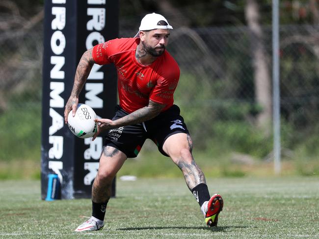 Rabbitohs captain Adam Reynolds at training. Picture: Nigel Hallett