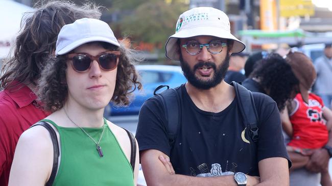 Jonathan Sriranganathan at the Free Palestine rally in Brisbane’s King George Square last month. Picture: Liam Kidston