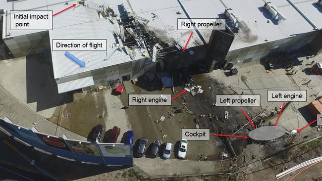 Overview of the Essendon accident site. Picture: ATSB