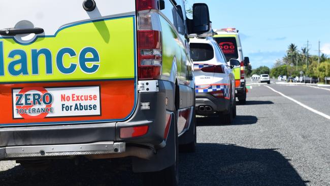 Emergency services are on scene of a single vehicle rollover at Steve Irwin Way at Landsborough on Thursday afternoon. Photo: Zizi Averill. File image.