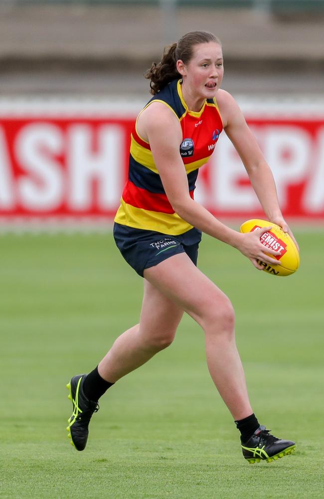 Jess Allan training with the Crows on Wednesday. Picture: Matt Turner