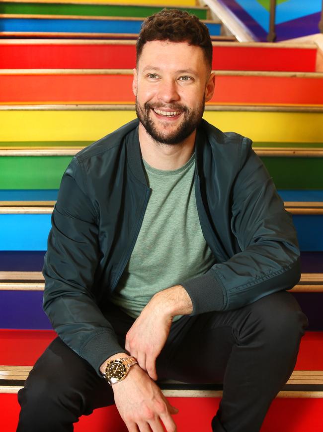 Pictured at MYER in Sydney is UK Pop star Calum Scott. Calum is performing in Sydney before walking in Mardi Gras this weekend. Picture: Richard Dobson