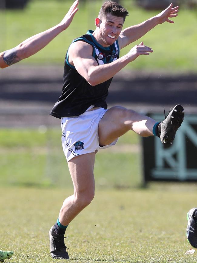 Luke Wilson gets a kick for Laurimar. Picture: David Crosling