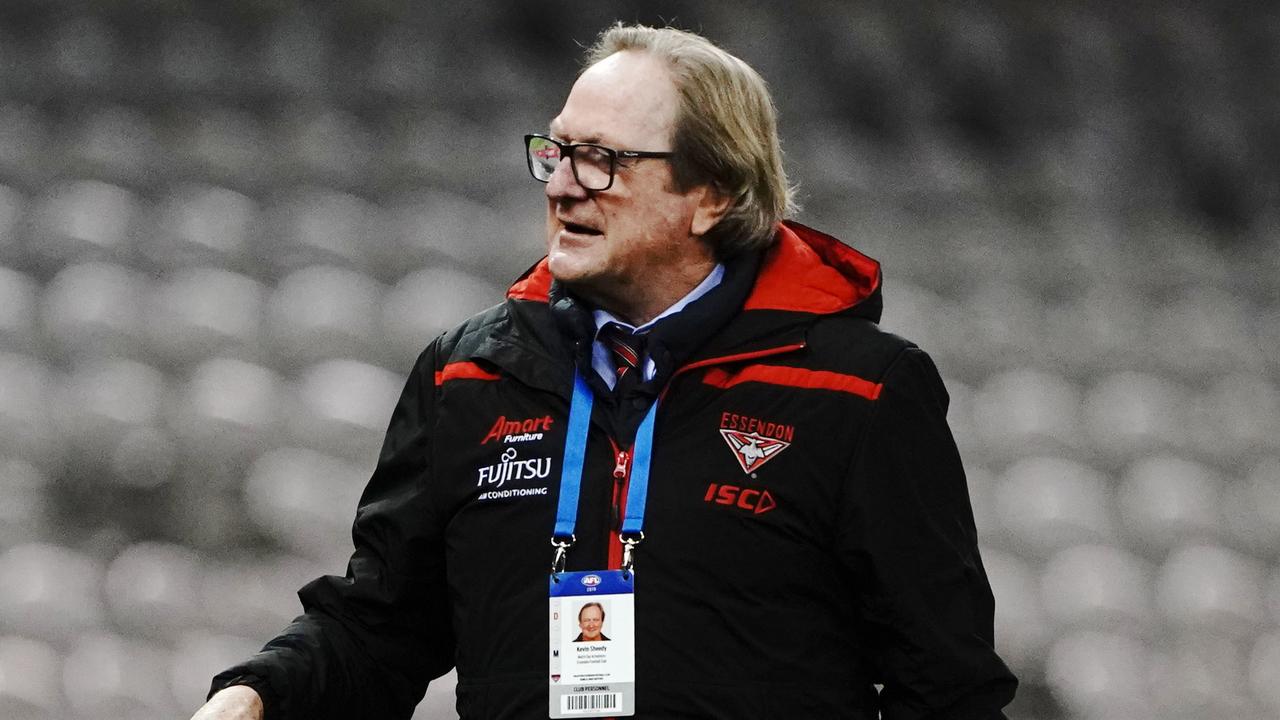 Former Essendon Bombers coach Kevin Sheedy coaches a Legends match before the Round 21 AFL match between the Essendon Bombers and the Western Bulldogs at Marvel Stadium in Melbourne, Saturday, August 10, 2019. (AAP Image/Michael Dodge) NO ARCHIVING, EDITORIAL USE ONLY