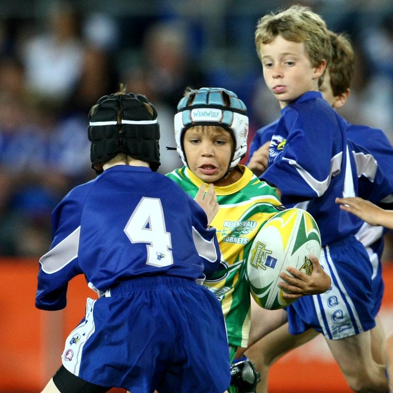 Jayden Campbell son of Titans Preston Campbell playing at half time