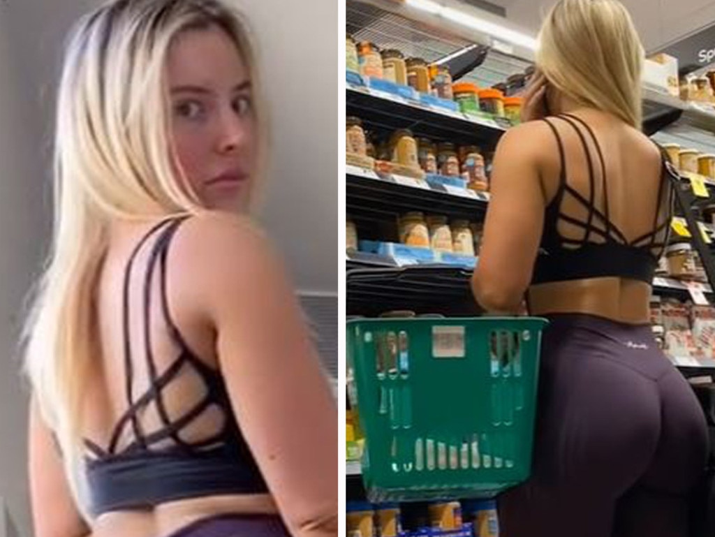 Aussie fitness influencer sparks outrage over supermarket outfit. Picture: TikTok/SopheAllen