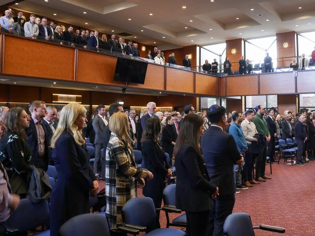 The crowd of mourners inside Temple Beth Israel. Picture: Ian Currie