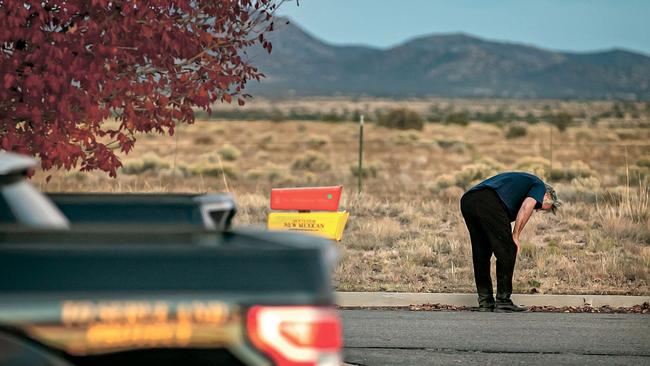 A distraught Alec Baldwin while outside the Santa Fe County Sheriff's offices. Picture: Jim Weber/Santa Fe New Mexican