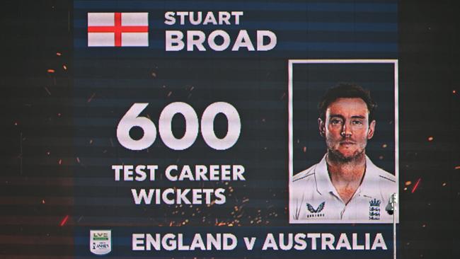 Stuart Broad captured his 600th Test career wicket during the fourth Ashes Test Match at Old Trafford. Picture: Getty Images