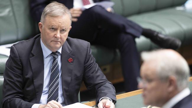 Labor leader Anthony Albanese and Prime Minister Scott Morrison have backed the ‘bonk ban’ in the ministerial code. Picture: NCA NewsWire / Gary Ramage