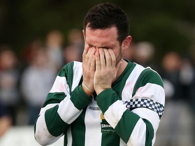 Ryan Fisher after last year’s grand final loss. Picture: George Salpigtidis