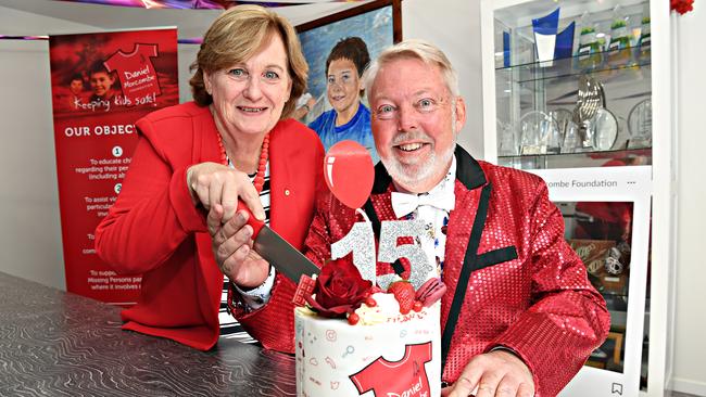 The Daniel Morcombe Foundation is turning 15. It was launched on May 5, 2005. Bruce and Denise Morcombe with a cake to honour the day.