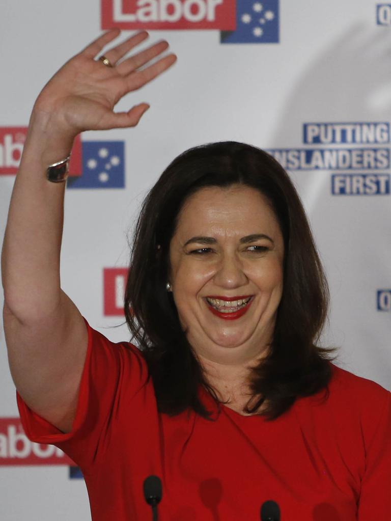 Queensland Premier Annastacia Palaszczuk thanks supporters at the Oxley Golf Club during the 2017 Queensland State Election, Brisbane, Queensland, Saturday, November 25, 2017. (AAP Image/Glenn Hunt)