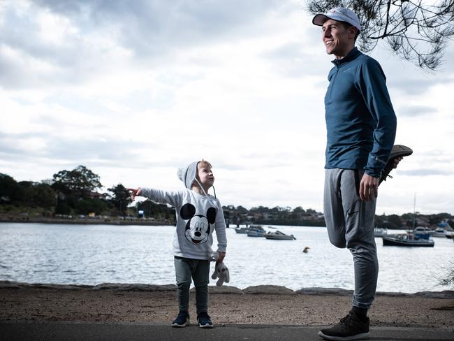 BayRun record holder Thomas Do Canto and son Leo. Picture: Flavio Brancaleone