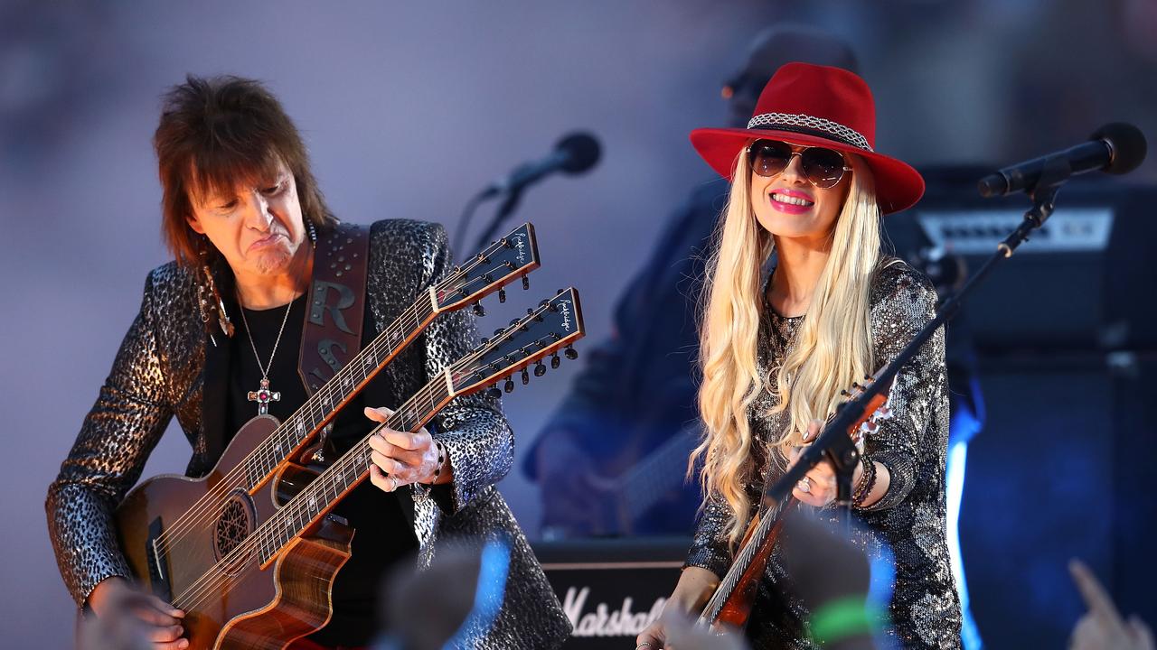 Richie Sambora and Orianthi failed to nail their pre-match set in 2016. Picture: Getty.