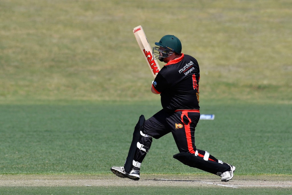 Liam Moffett of Liebke Lions is caught off this ball by Daniel Wilson of George Banks Umbrellas in Darling Downs Bush Bash League (DDBBL) round five T20 cricket at Highfields Sport Park, Sunday, October 20, 2019. Picture: Kevin Farmer