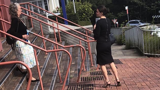 Christine Andrews-Govett (left) leaves Lismore Court with solicitor Annabel Wurth (right).