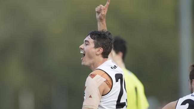 Former Southport player Josh Williams has been a star for Tooleybuc Manangatang this year. Picture credit: TJ Yelds, NEAFL.