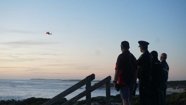 Police and Fisheries SA searched for the missing snorkeller at Port MacDonnell on Thursday evening. Picture: Jessica Ball