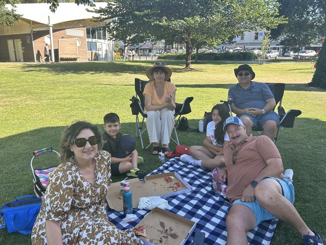 Danny Vella and his family at Williamstown Foreshore for the 2024 New Year's Eve fireworks. Picture: Erin Constable