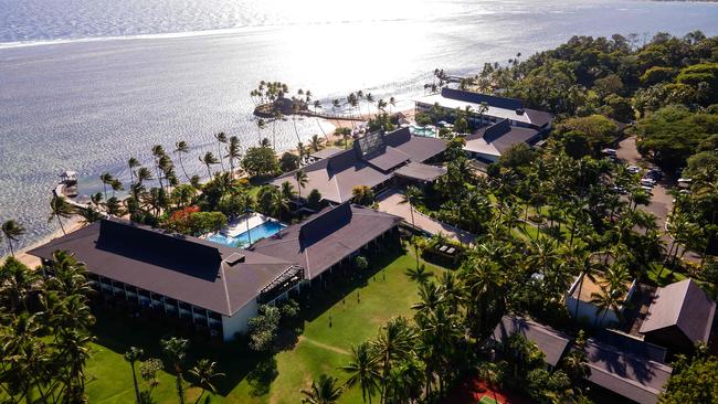 An aerial view of the five-star Warwick Fiji resort. Picture: AFP