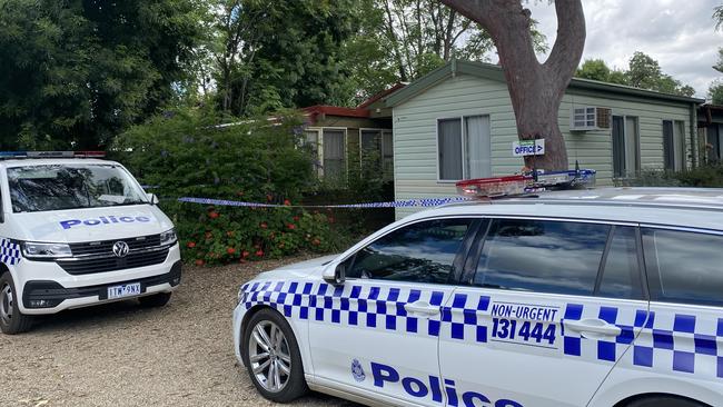 Police at Everton Caravan Tourist Park following a suspected murder of a woman on Monday night.