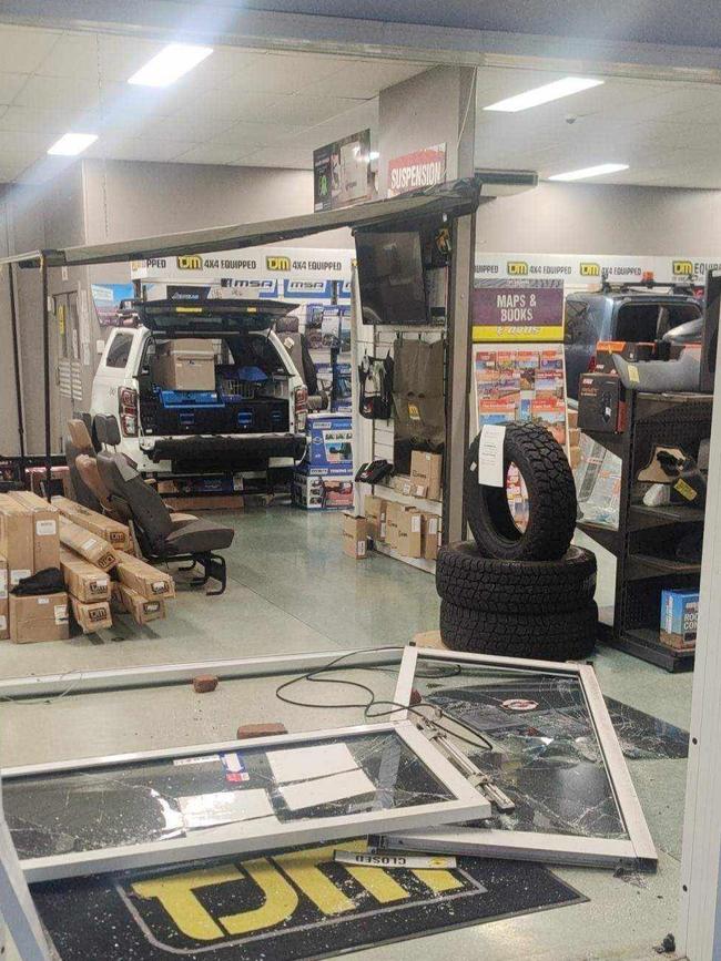 The TJM 4X4 Megastore was targeted in ram-raid style break-in on Monday morning. Picture: Supplied