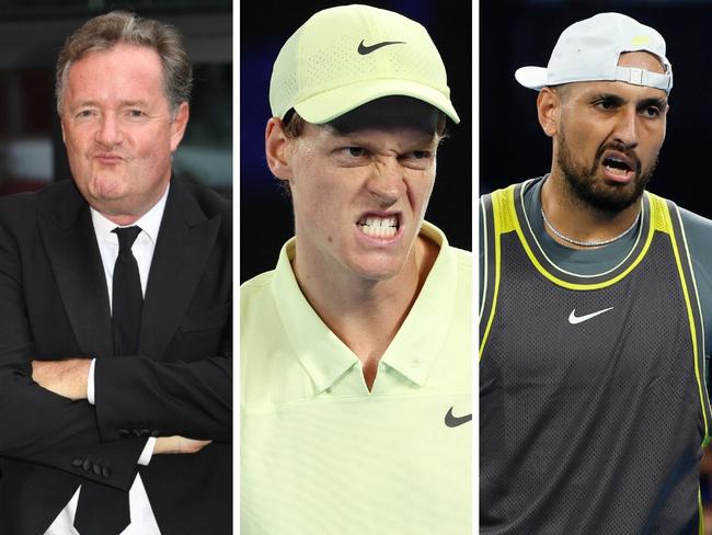 Piers Morgan, Jannik Sinner and Nick Kyrgios.