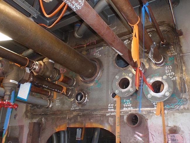 Not up to standard ... some of the pipe work on board the first ship HMAS Hobart that was reworked due to poor quality Chinese-made pipes. 