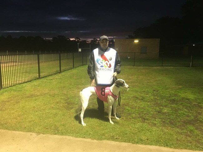 Chad Achurch with his greyhound Kingston's Boy.