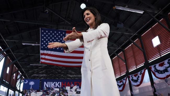 Haley arriving at a campaign event in South Carolina. Picture: Win McNamee/Getty Images/AFP